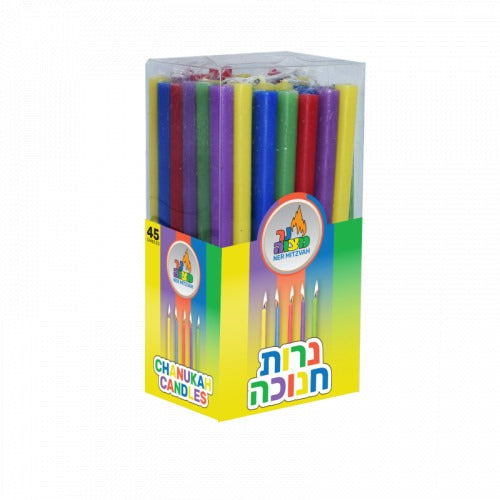 Ner Mitzvah Long Chanukah Candles - Multi-Color