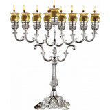 Silver Plated Menorah Oil 13"