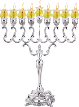 Ner Mitzva Silver Plated Oil Menorah Traditional Design