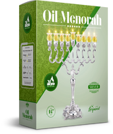 Ner Mitzva Silver Plated Oil Menorah Traditional Design