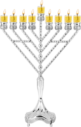 Ner Mitzvah Silver Plated Oil Rambam Menorah