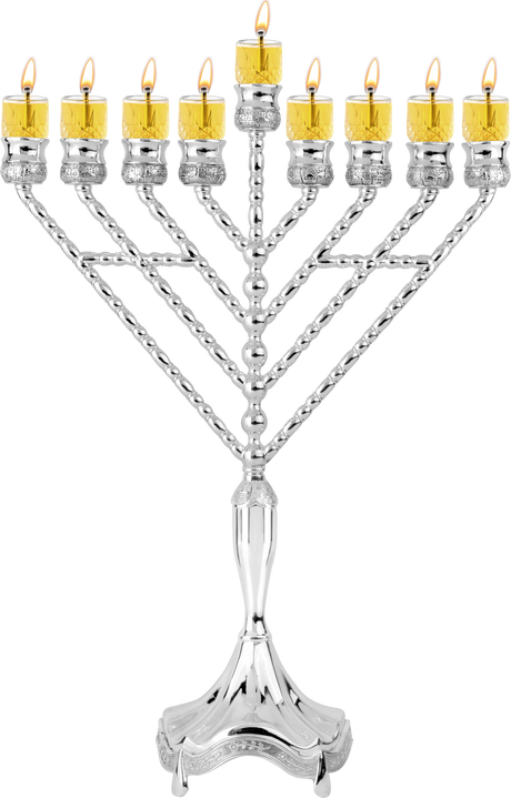 Ner Mitzvah Silver Plated Oil Rambam Menorah