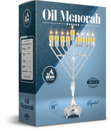 Ner Mitzvah Silver Plated Oil Rambam Menorah