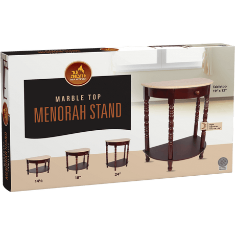 Menorah Stand/Table Mahogany With Drawer 2 Heights Legs Sets & Marble Tabletop