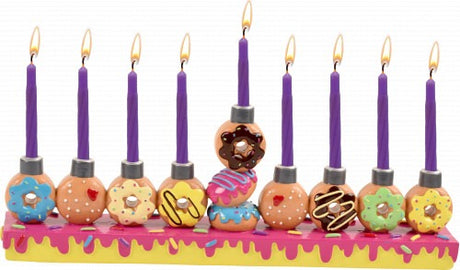Ner Mitzvah Chanuka Candle Menorah - Donuts