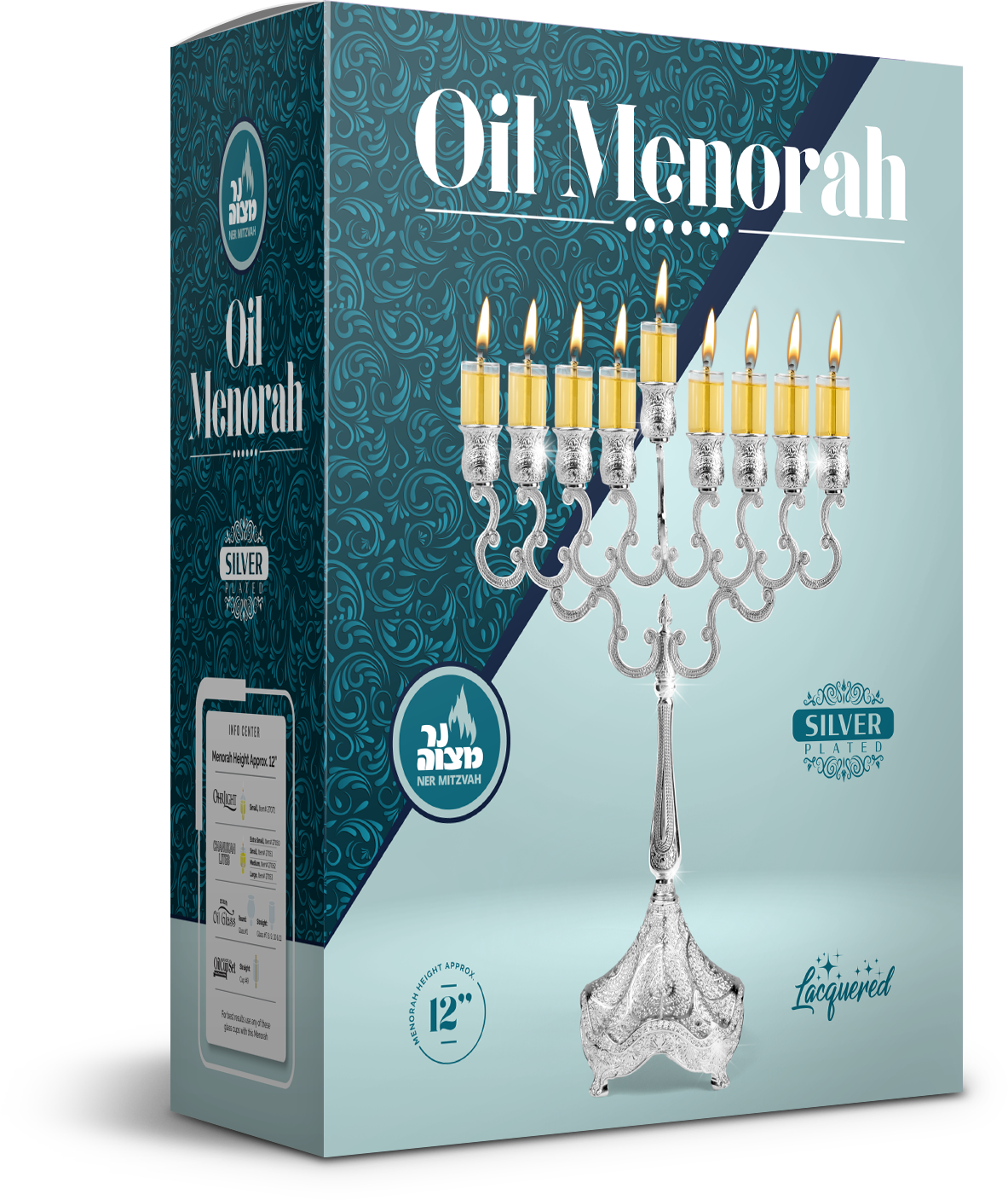 Ner Mitzvah Silver Plated OIl Menorah