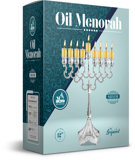 Ner Mitzvah Silver Plated OIl Menorah