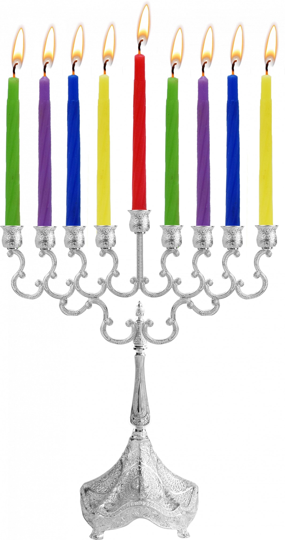 Ner Mitzvah Silver Plated Candle Menorah