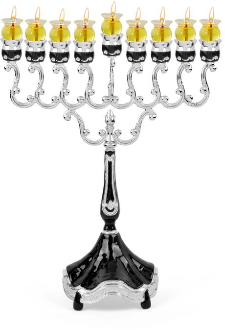 Black Marbleized Silver Plated Menorah