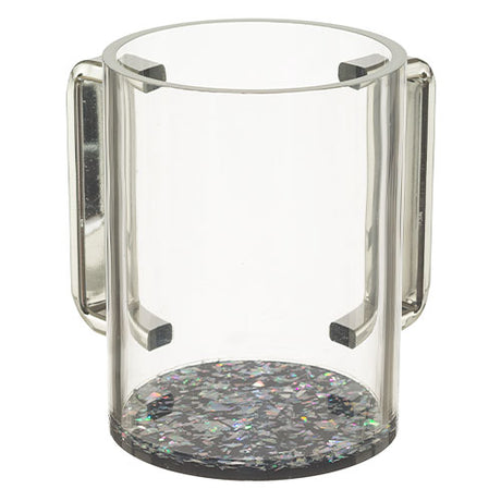 Perspex Clear Washing Cup 13 cm - Black Sparkles