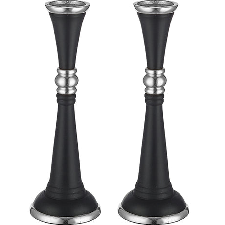 Aluminum Candlesticks 23cm - Black and Silver