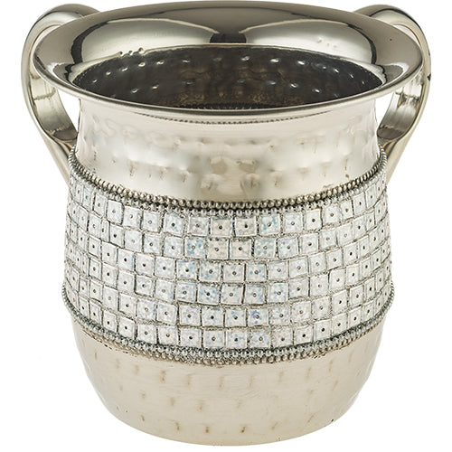 Stainless Steel Washing Cup 13 cm Set with Silver Stones