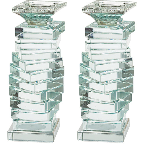 Pair of Crystal Elegant Candlesticks 19.5 cm