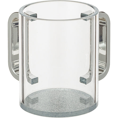 Perspex Clear Washing Cup 11 cm - Silver Glitter and Silver Handles