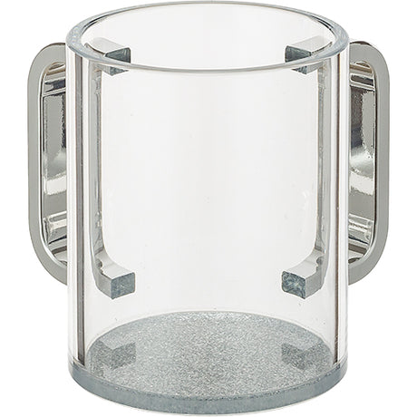 Perspex Clear Washing Cup 11 cm - Silver Glitter and Silver Handles