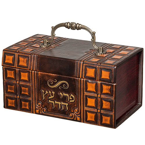 Leather-like Etrog Box With Handle 12*20*11 Cm