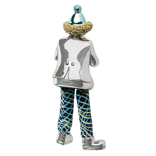 Polyresin Clown Figurine With Cloth Legs 12 Cm- Clarinet Player