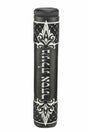 Leather Black Megillah Tube #340, Black Velvet Quilting, Silver Embroider 34 CM