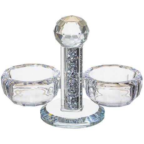 Crystal Salt & Peper Holders 10*12 cm with Silver Glass Chips