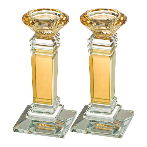 Pair of Crystal Elegant Candlesticks 16 cm