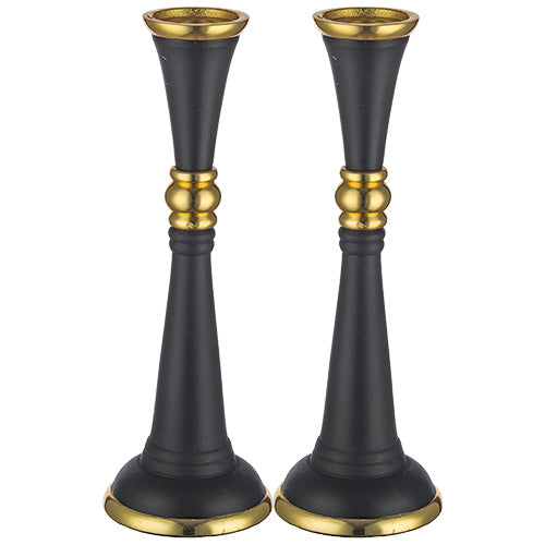 Aluminum Candlesticks 23cm - Black and Gold