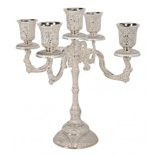 5 Branch Silver Plated Filigree Candelabra