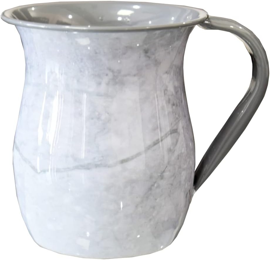 Stainless Steel Netilat Yadayim Cup – Gentle Marble Painted Design