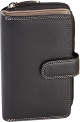 Visconti Leather Wallet - Women's Brace Wallet - RFID - Leather - 18 Cards - Colorado Collection - Black/Taupe (CD22 TP)