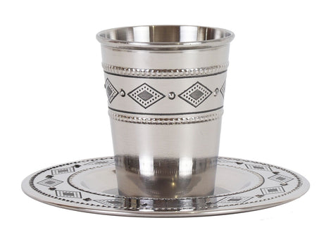 Kiddush Cup & Tray - Stainless Steel