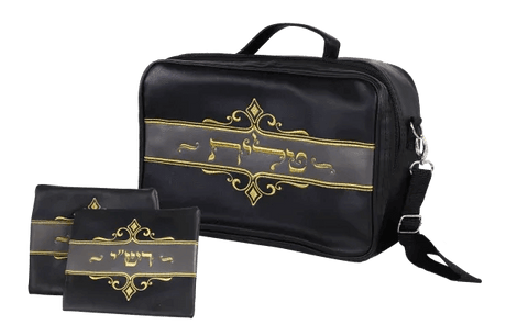 Black-Grey Travel Tallit Bag With Rashi-R"T Bags