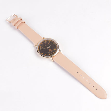 Watch With Aleph Bais" Gold Handle Black Face Gold Rim