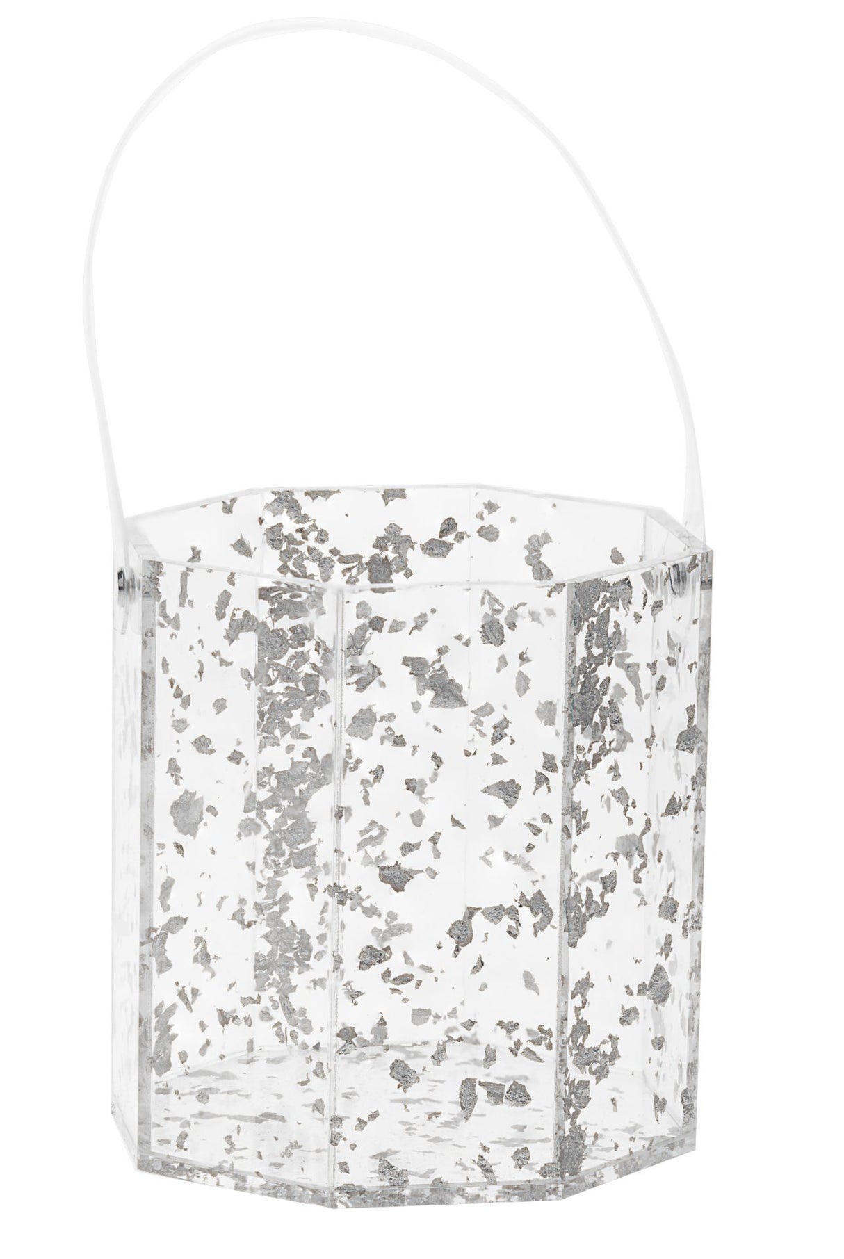 Ice Bucket Lucite Silver Flakes