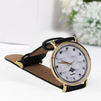 Watch With Aleph Bais" Black Handle Black 'N White Face Gold Rim