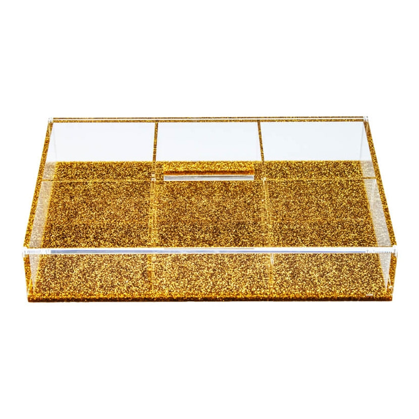 6 Compartment Dish With Magnetic Lid Gold Glitter