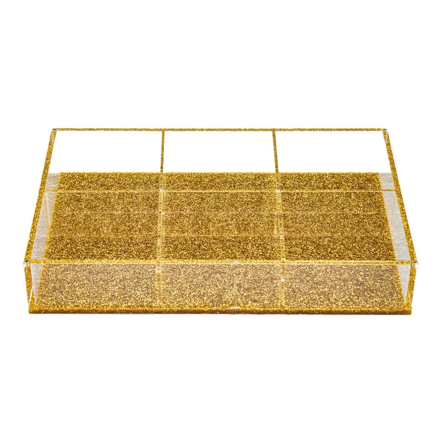 6 Compartment Dish With Magnetic Lid Gold Glitter