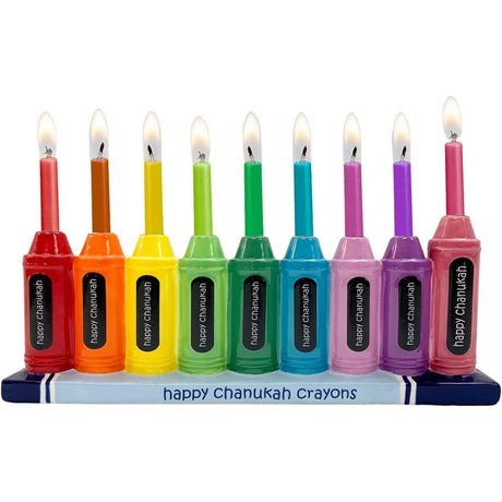 Crayons Hand Painted Ceramic Menorah