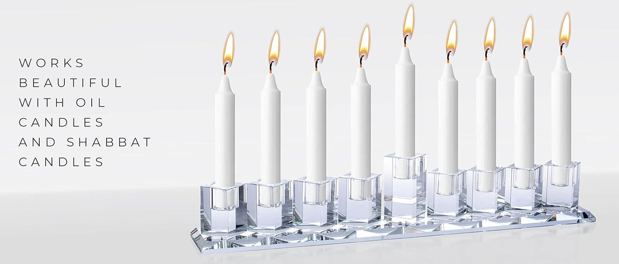 Crystal Glass Menorah - Long