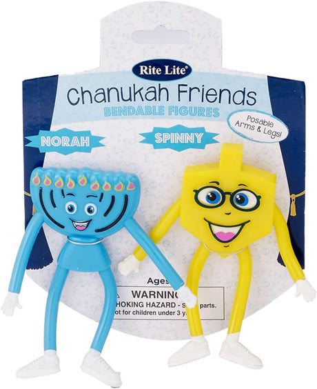 Bendable Chanukah Friends - Dreidel and Menorah Set