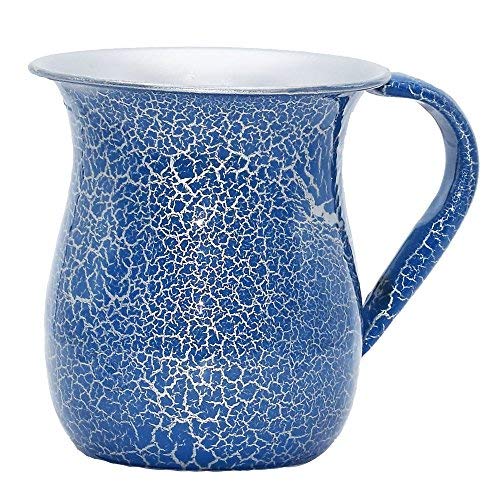 Stainless Steel Netilat Yadayim Cup – Blue Tile Painted Design