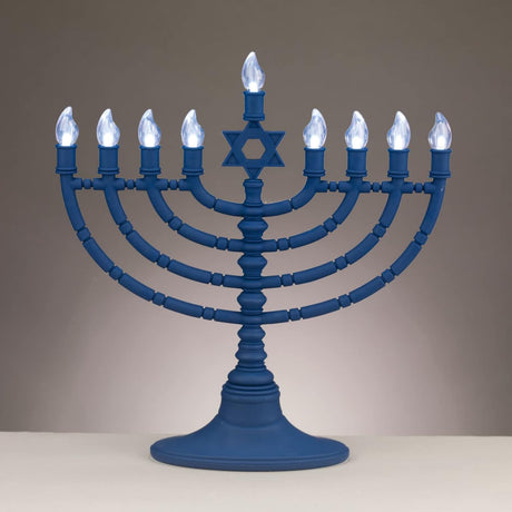 Rite Lite Blue Plastic Electric LED Low Voltage Chanukah Menorah with Clear Bulbs