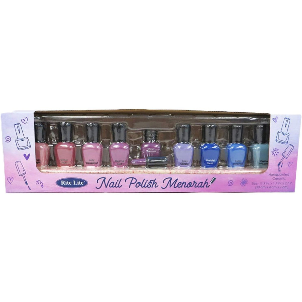 Rite Lite Chanukah Hand-Painted Ceramic Nail Polish Hannukah Menorah