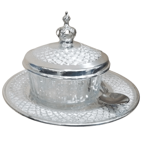 DIAMOND HONEY DISH SILVER DIPPED