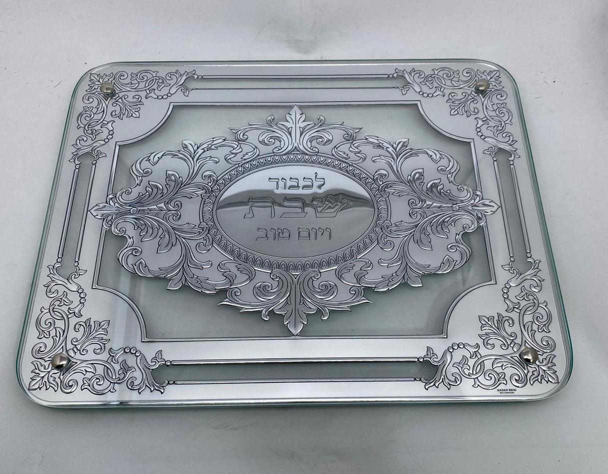 Challah bord glass and silver