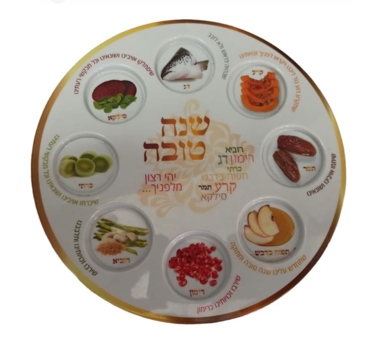 Simonim plate for Rosh Hashanah