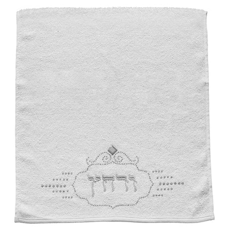 PAIR OF WHITE HAND TOWELS 31.5X50 CM, SET WITH STONES