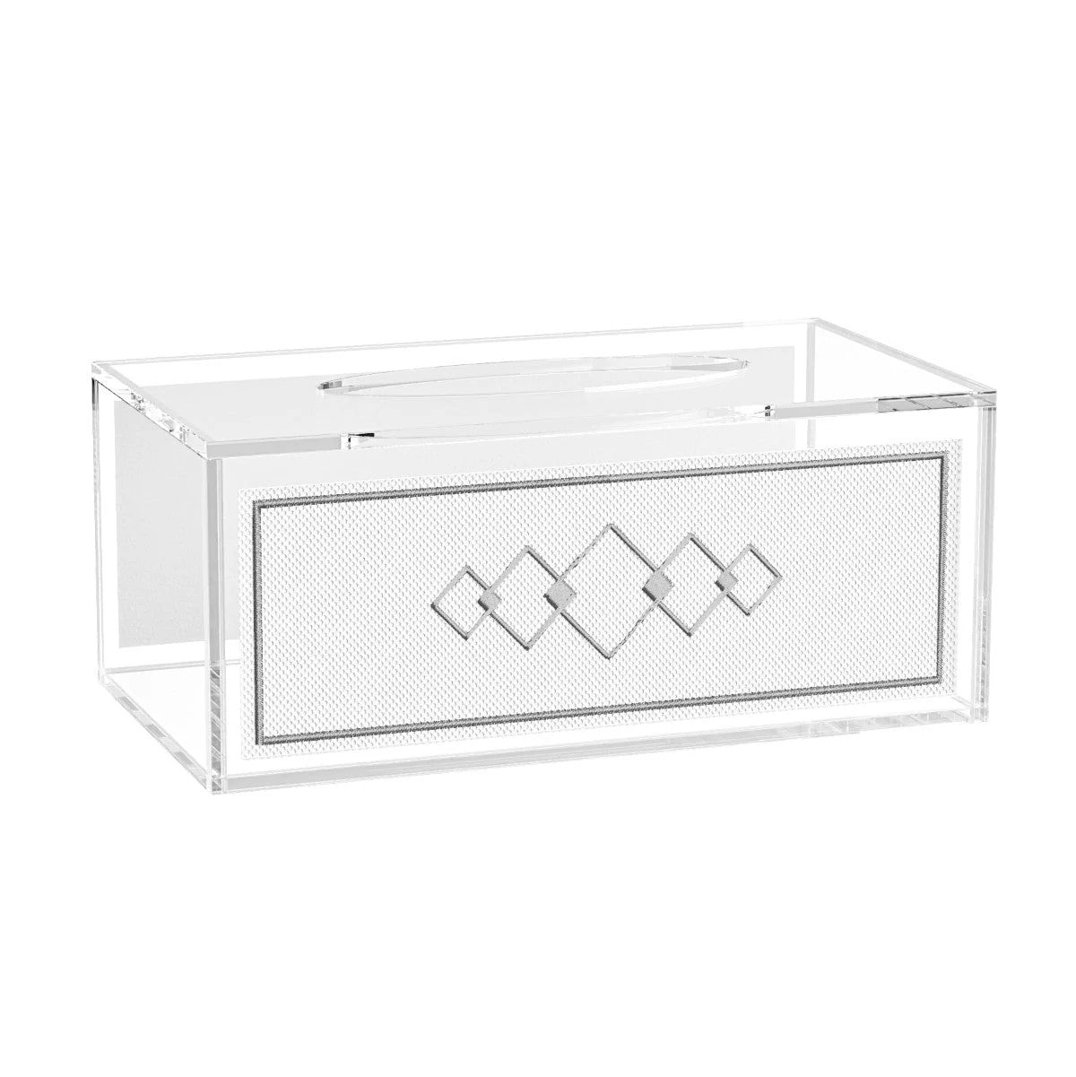 Double Leatherite Tissue Box - silver