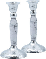 Marbleized Candle Stick - White
