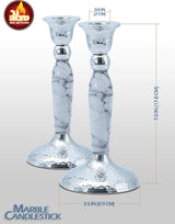 Marbleized Candle Stick - White