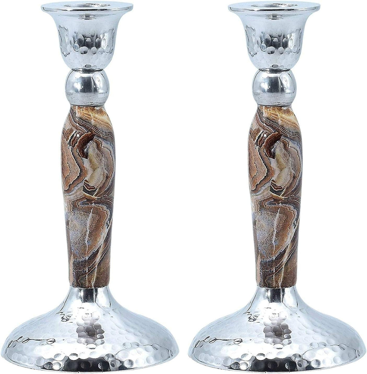 Marbleized Candle Sticks -Brown
