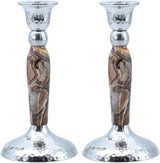 Marbleized Candle Sticks -Brown